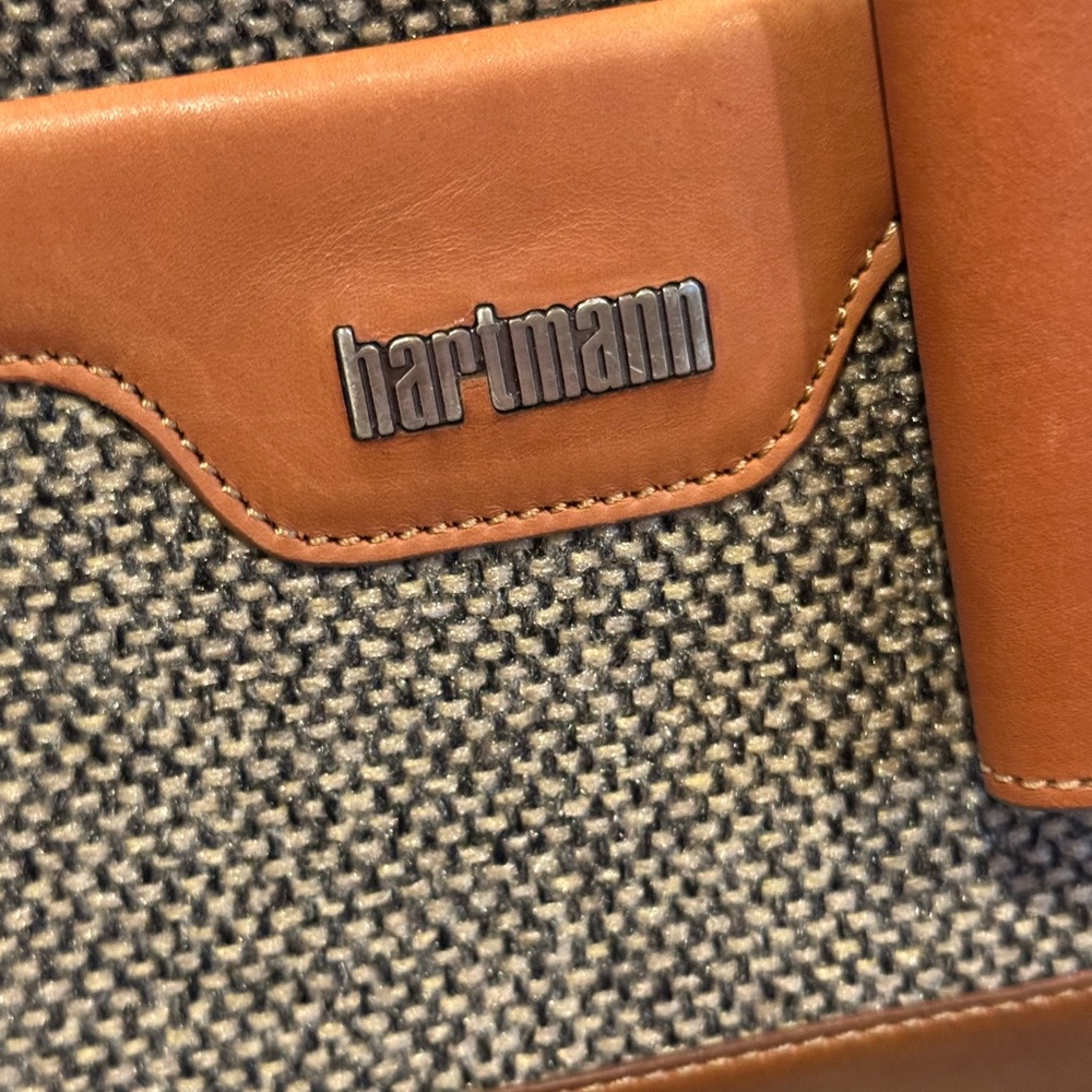 Hartmann Luggage Overnight Weekend Bag Leather 80s tweed brown tan carry on - Picture 2 of 13